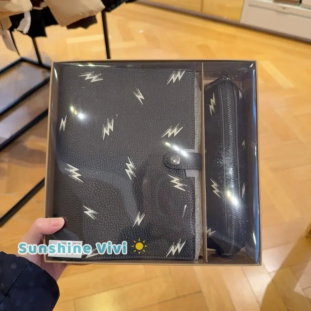 NWT Coach Boxed Notebook And Pencil Case Set With Lightning Bolt Print CDC87